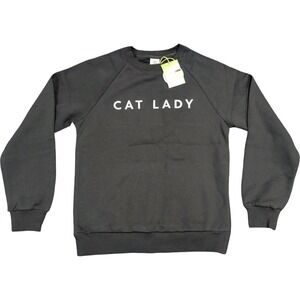 ⭐C7 The Cuddle Collab Women's "Cat Lady" Crewneck Sweatshirt Black Size XS